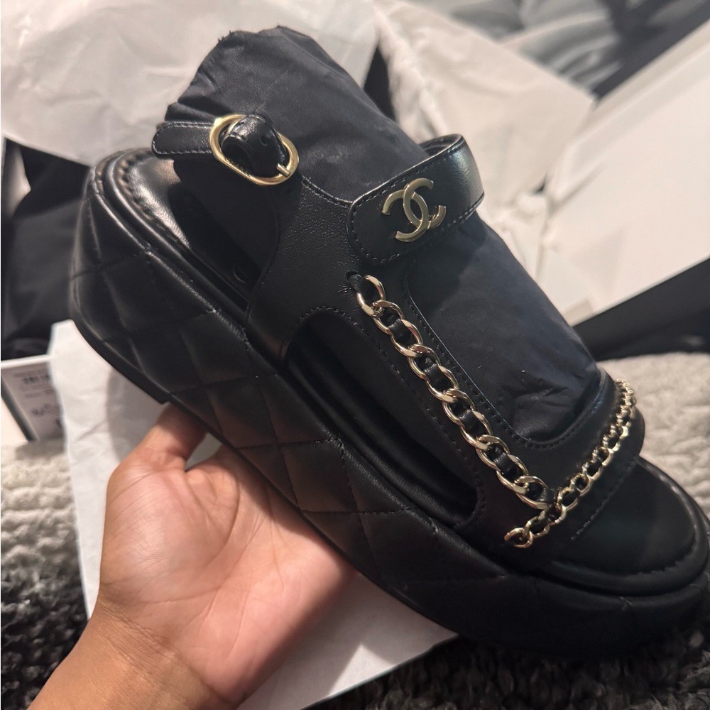 Chanel Black Quilted Women's Sandals
